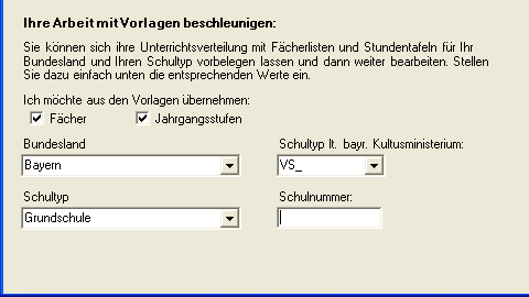 Der Dialog 'Neue Datei anlegen', zusätzliche Angaben für Schulen in Bayern.