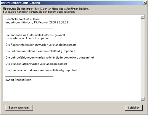 EasyTime erstellt über den Import von Untis-Daten einen detailierten Bericht.